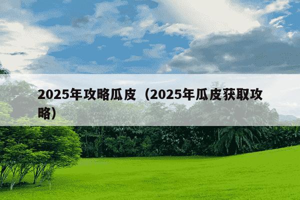 2025年攻略瓜皮（2025年瓜皮获取攻略）