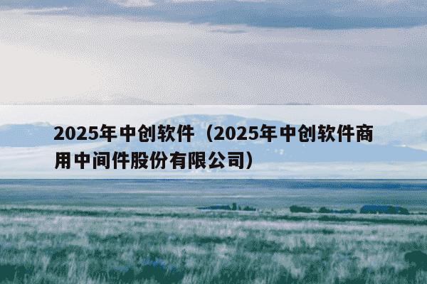 2025年中创软件(2025年中创软件商用中间件股份有限公司)