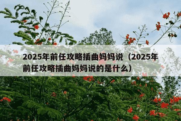 2025年前任攻略插曲妈妈说(2025年前任攻略插曲妈妈说的是什么)