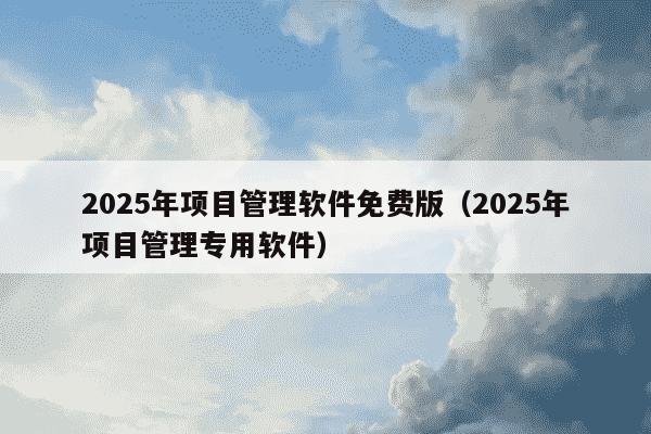 2025年项目管理软件免费版(2025年项目管理专用软件)