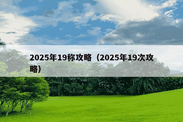 2025年19称攻略（2025年19次攻略）