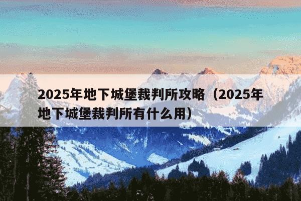 2025年地下城堡裁判所攻略（2025年地下城堡裁判所有什么用）