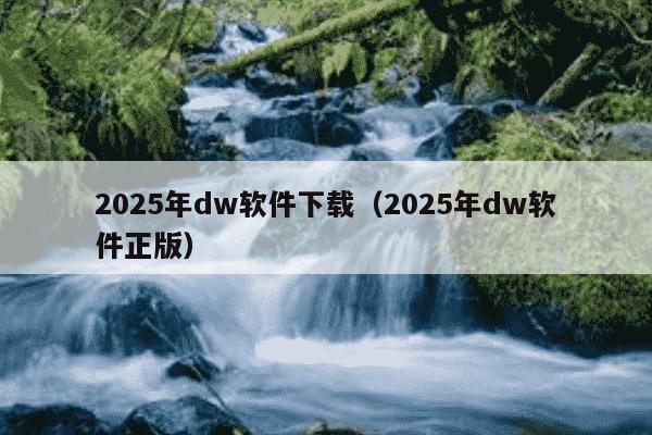 2025年dw软件下载（2025年dw软件正版）