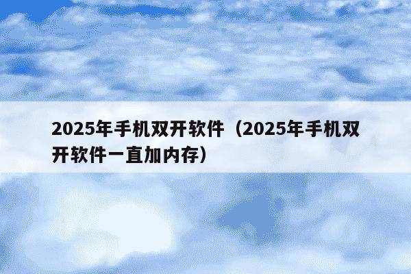 2025年手机双开软件（2025年手机双开软件一直加内存）