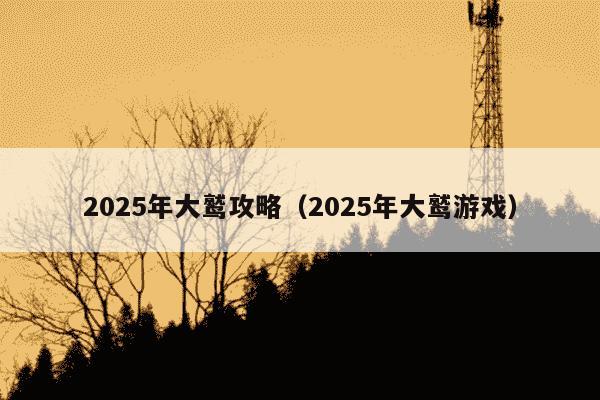 2025年大鹫攻略（2025年大鹫游戏）