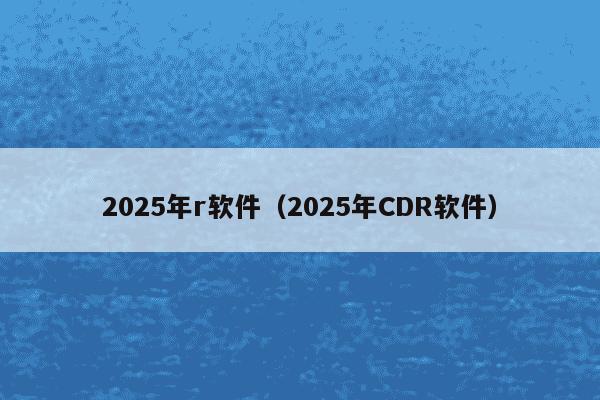 2025年r软件（2025年CDR软件）