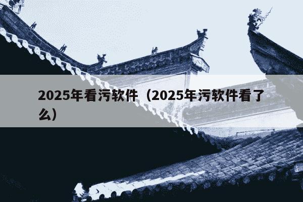 2025年看污软件（2025年污软件看了么）