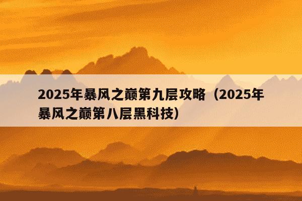 2025年暴风之巅第九层攻略(2025年暴风之巅第八层黑科技)