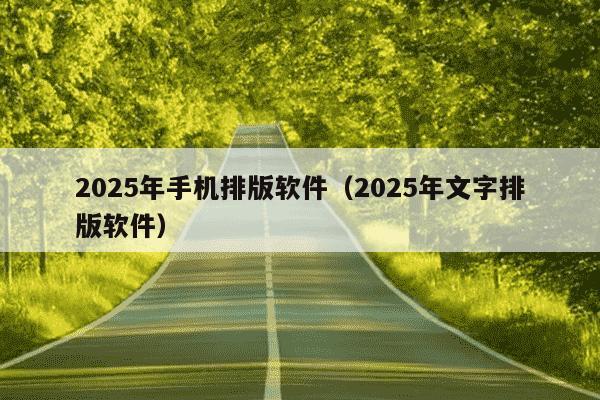 2025年手机排版软件(2025年文字排版软件)