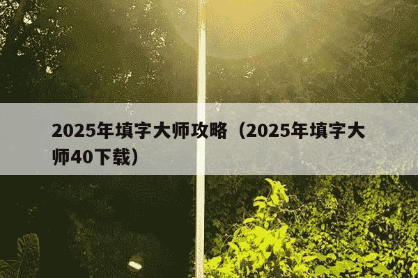 2025年填字大师攻略(2025年填字大师40下载)