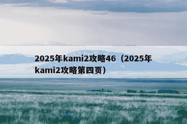 2025年kami2攻略46(2025年kami2攻略第四页)