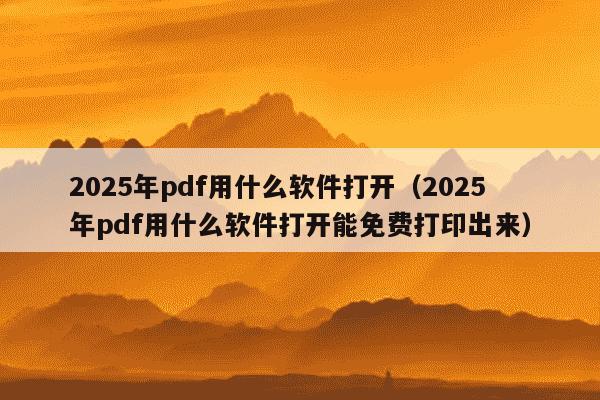 2025年pdf用什么软件打开(2025年pdf用什么软件打开能免费打印出来)