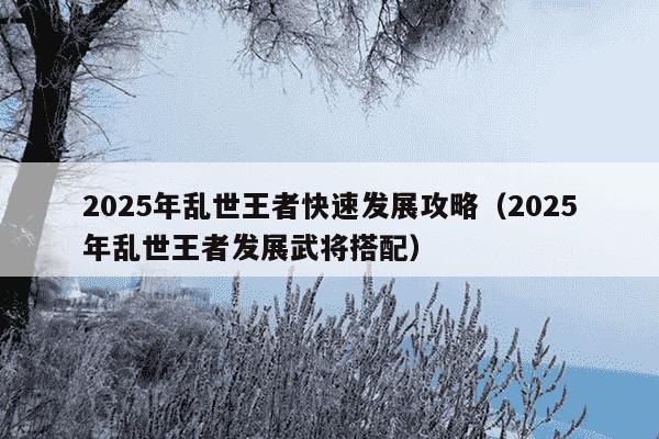 2025年乱世王者快速发展攻略(2025年乱世王者发展武将搭配)