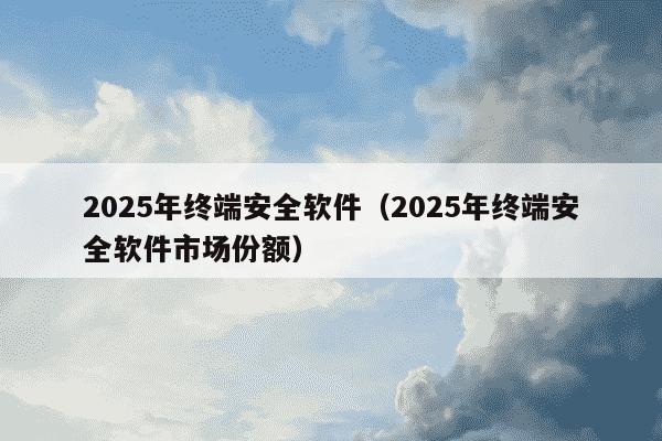 2025年终端安全软件(2025年终端安全软件市场份额)