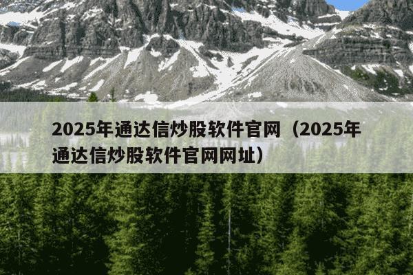 2025年通达信炒股软件官网(2025年通达信炒股软件官网网址)
