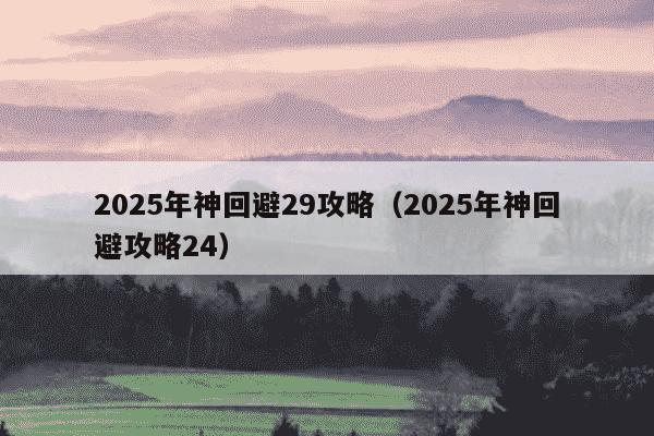 2025年神回避29攻略（2025年神回避攻略24）