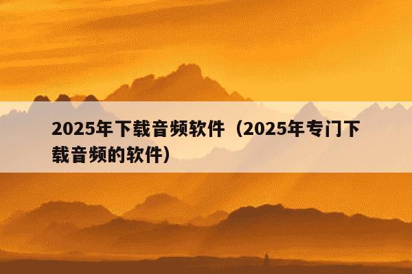 2025年下载音频软件(2025年专门下载音频的软件)