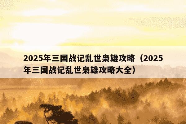 2025年三国战记乱世枭雄攻略(2025年三国战记乱世枭雄攻略大全)