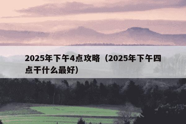2025年下午4点攻略(2025年下午四点干什么最好)