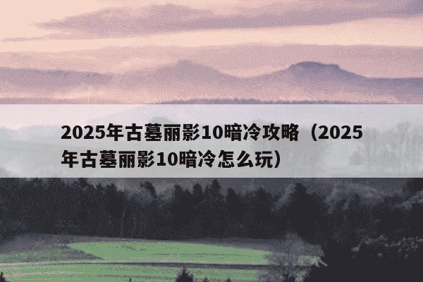 2025年古墓丽影10暗冷攻略（2025年古墓丽影10暗冷怎么玩）