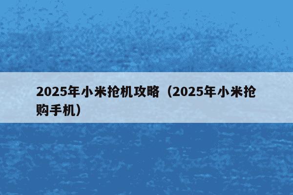 2025年小米抢机攻略（2025年小米抢购手机）
