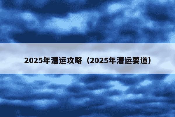 2025年漕运攻略(2025年漕运要道)