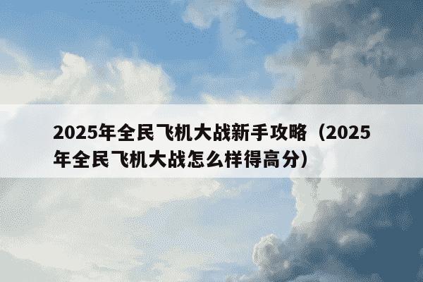 2025年全民飞机大战新手攻略（2025年全民飞机大战怎么样得高分）