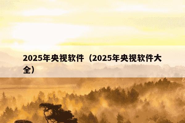 2025年央视软件(2025年央视软件大全)