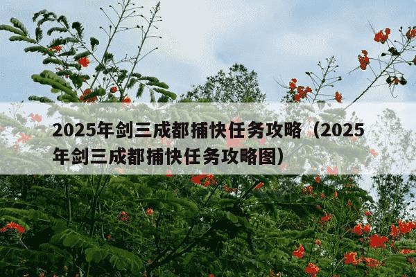 2025年剑三成都捕快任务攻略（2025年剑三成都捕快任务攻略图）