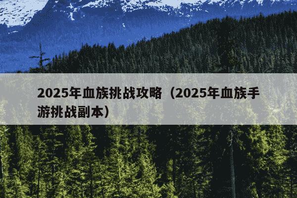 2025年血族挑战攻略（2025年血族手游挑战副本）