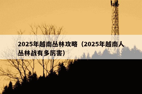 2025年越南丛林攻略（2025年越南人丛林战有多厉害）
