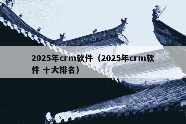 2025年crm软件（2025年crm软件 十大排名）