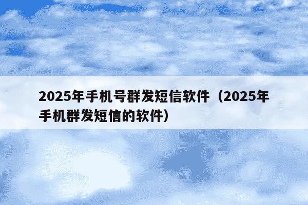 2025年手机号群发短信软件（2025年手机群发短信的软件）