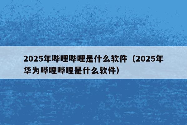 2025年哔哩哔哩是什么软件(2025年华为哔哩哔哩是什么软件)