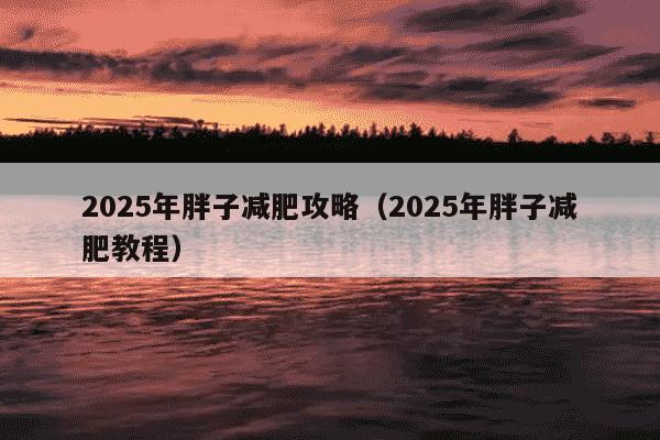 2025年胖子减肥攻略（2025年胖子减肥教程）