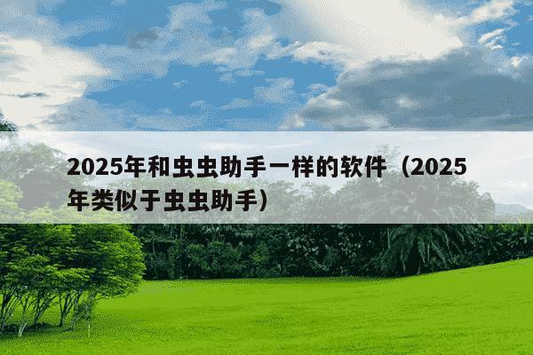 2025年和虫虫助手一样的软件（2025年类似于虫虫助手）