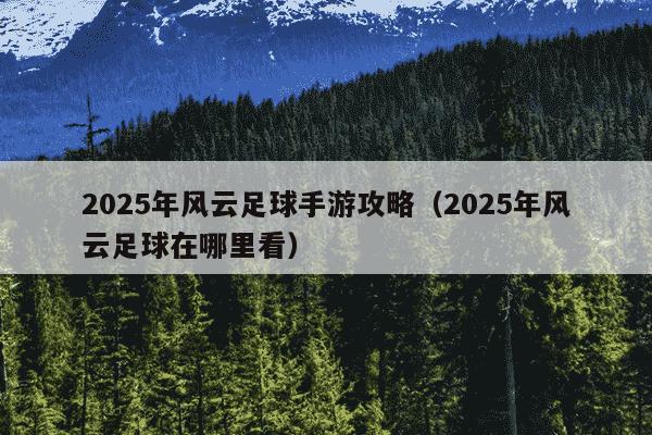2025年风云足球手游攻略(2025年风云足球在哪里看)