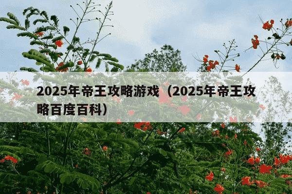2025年帝王攻略游戏(2025年帝王攻略百度百科)