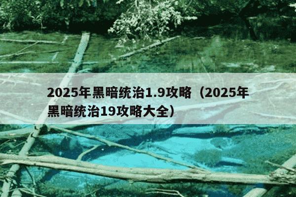 2025年黑暗统治1.9攻略(2025年黑暗统治19攻略大全)