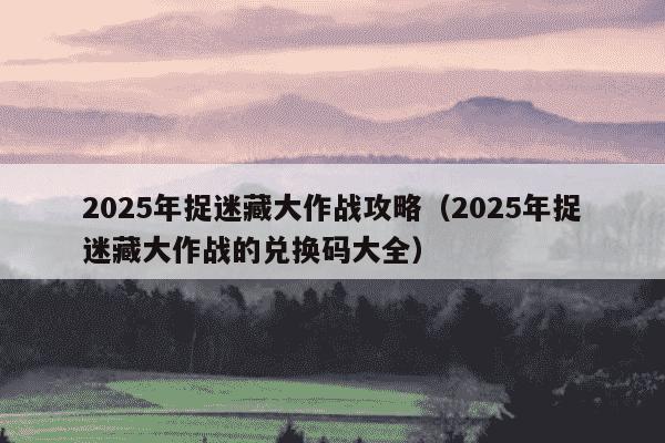 2025年捉迷藏大作战攻略(2025年捉迷藏大作战的兑换码大全)