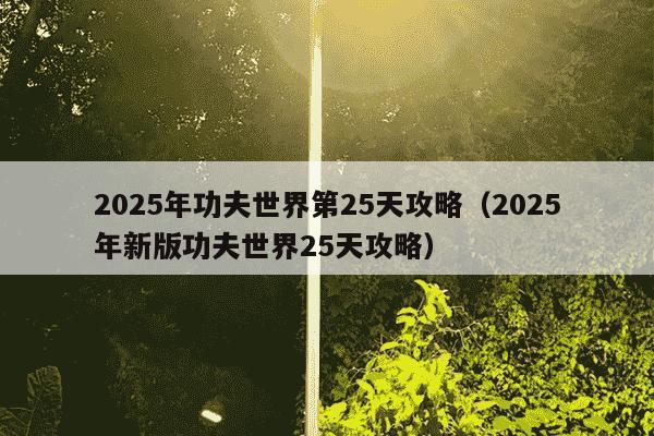 2025年功夫世界第25天攻略(2025年新版功夫世界25天攻略)