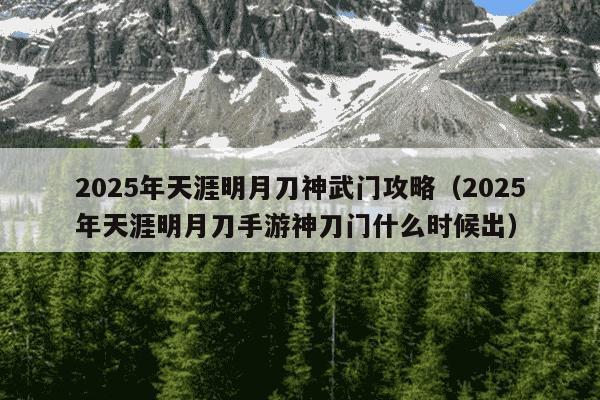 2025年天涯明月刀神武门攻略（2025年天涯明月刀手游神刀门什么时候出）