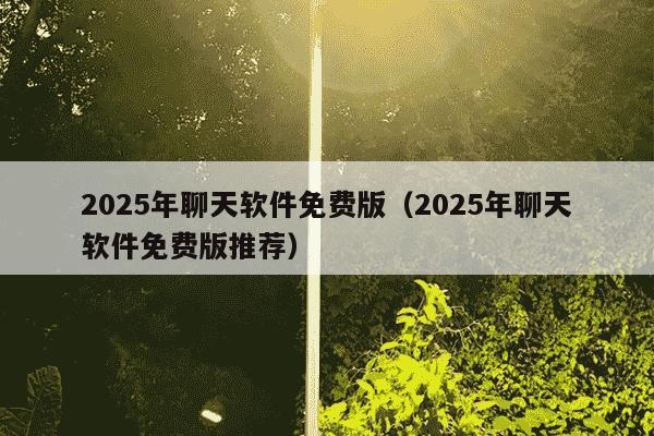 2025年聊天软件免费版(2025年聊天软件免费版推荐)