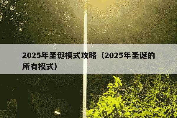 2025年圣诞模式攻略（2025年圣诞的所有模式）