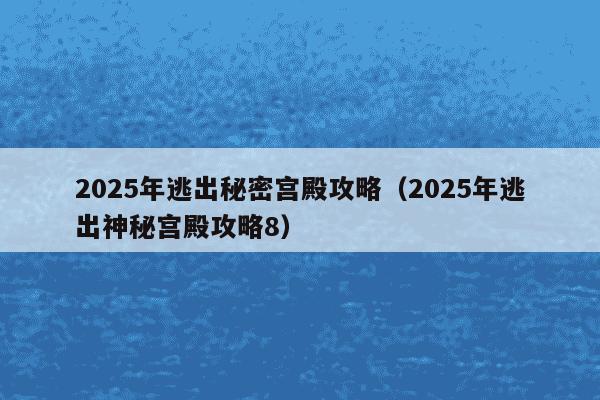 2025年逃出秘密宫殿攻略（2025年逃出神秘宫殿攻略8）