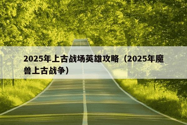 2025年上古战场英雄攻略(2025年魔兽上古战争)