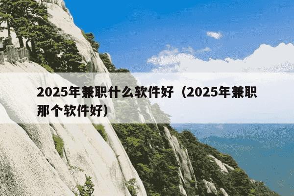 2025年兼职什么软件好(2025年兼职那个软件好)