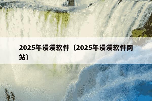 2025年漫漫软件（2025年漫漫软件网站）