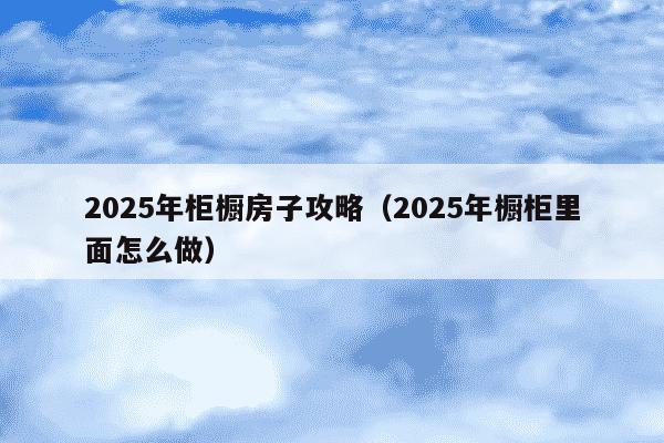 2025年柜橱房子攻略（2025年橱柜里面怎么做）