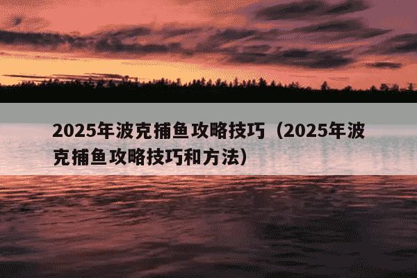 2025年波克捕鱼攻略技巧（2025年波克捕鱼攻略技巧和方法）